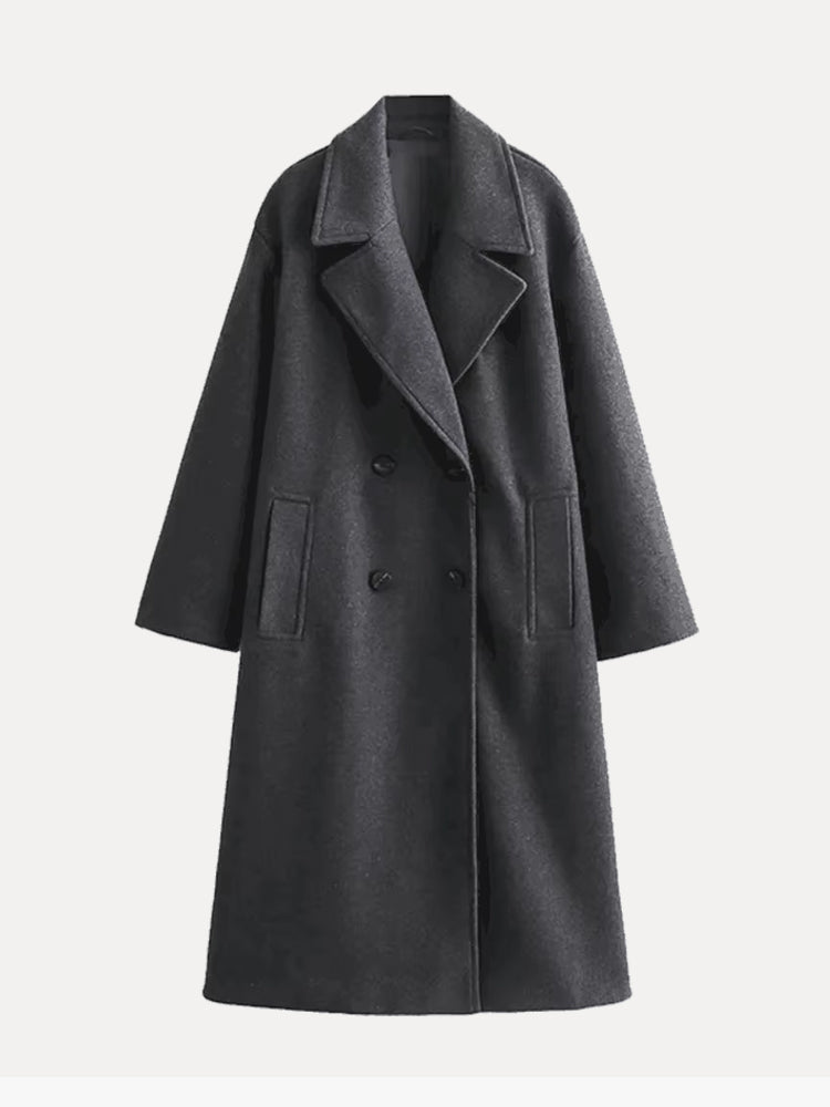 Katharina | Damen Eleganter Doppelreihiger Wollmantel