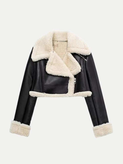 Martina | Damen Winter Kunstpelz Cropped Jacke