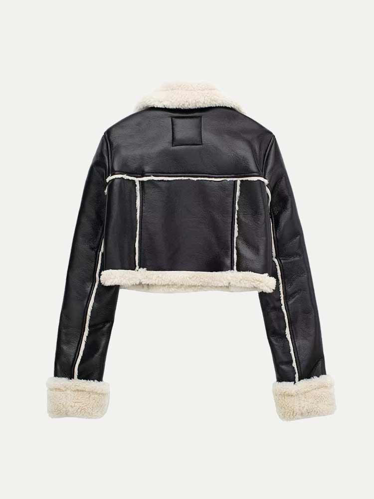 Martina | Damen Winter Kunstpelz Cropped Jacke