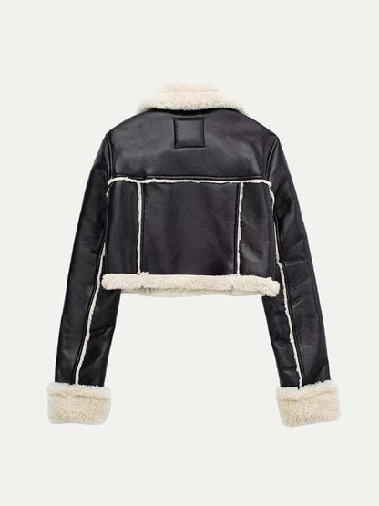 Martina | Damen Winter Kunstpelz Cropped Jacke