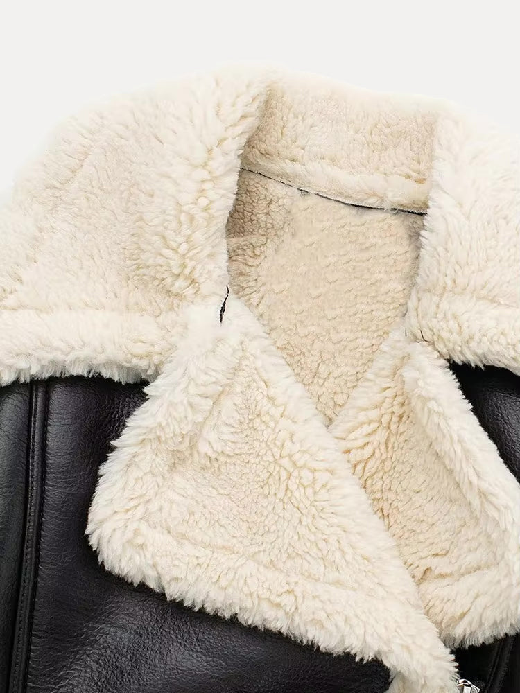 Martina | Damen Winter Kunstpelz Cropped Jacke