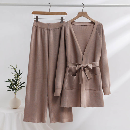 Bettina | Damen Bequemes Winter Strick-Cardigan Set