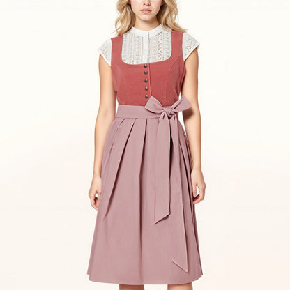 Doris | Damen Alpen-Dirndl Midi Kleid für Oktoberfest