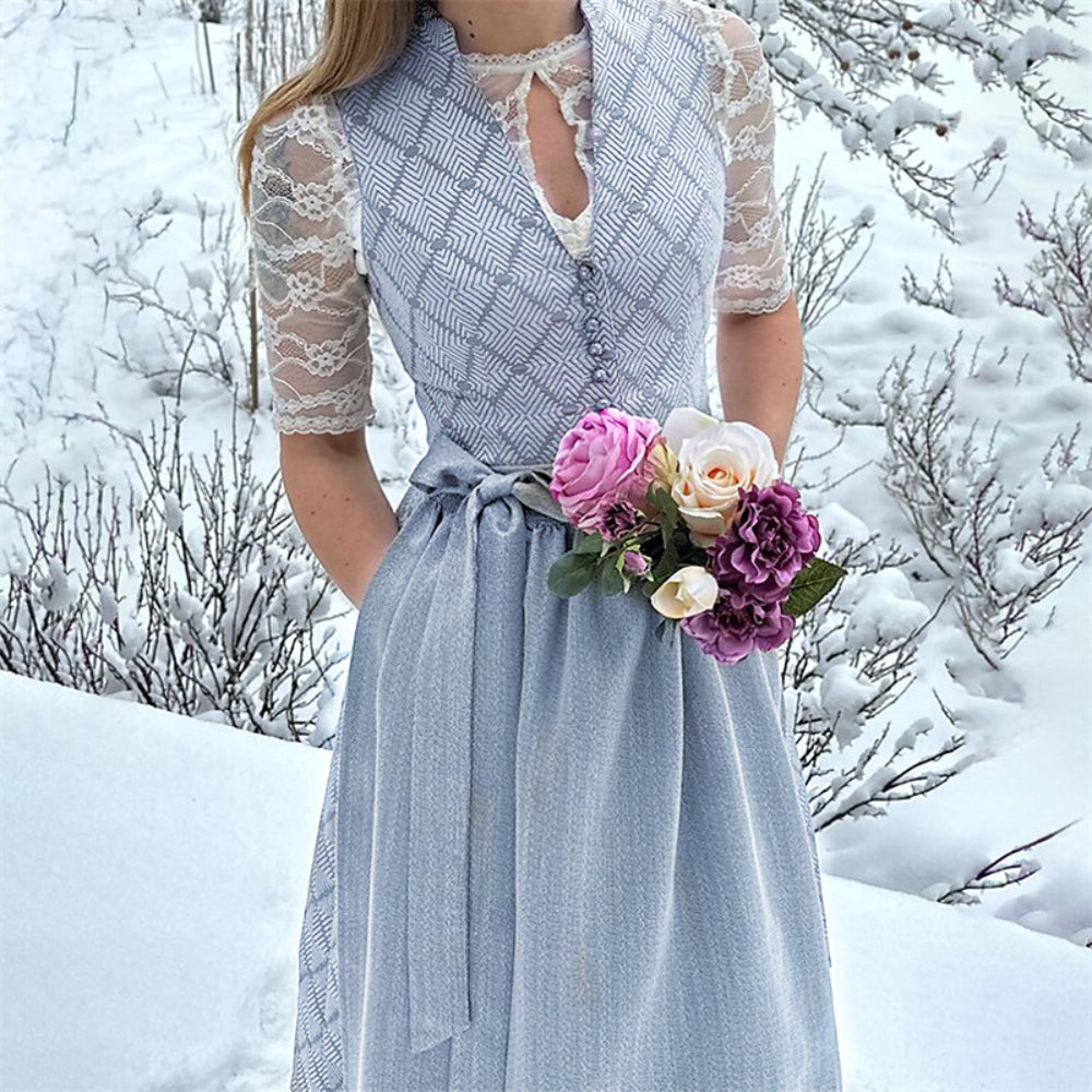 Elfriede | Damen Verziertes Oktoberfest Midi Dirndl