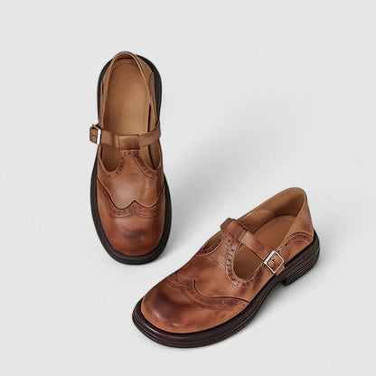 Michael | Klassische Damen Leder-T-Riemchen-Schuhe