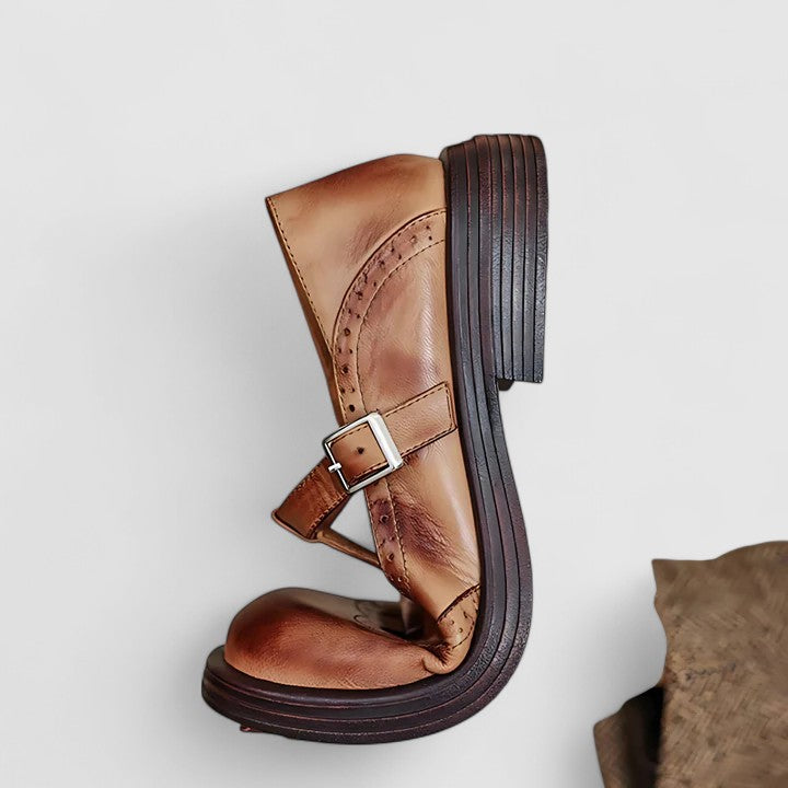 Michael | Klassische Damen Leder-T-Riemchen-Schuhe
