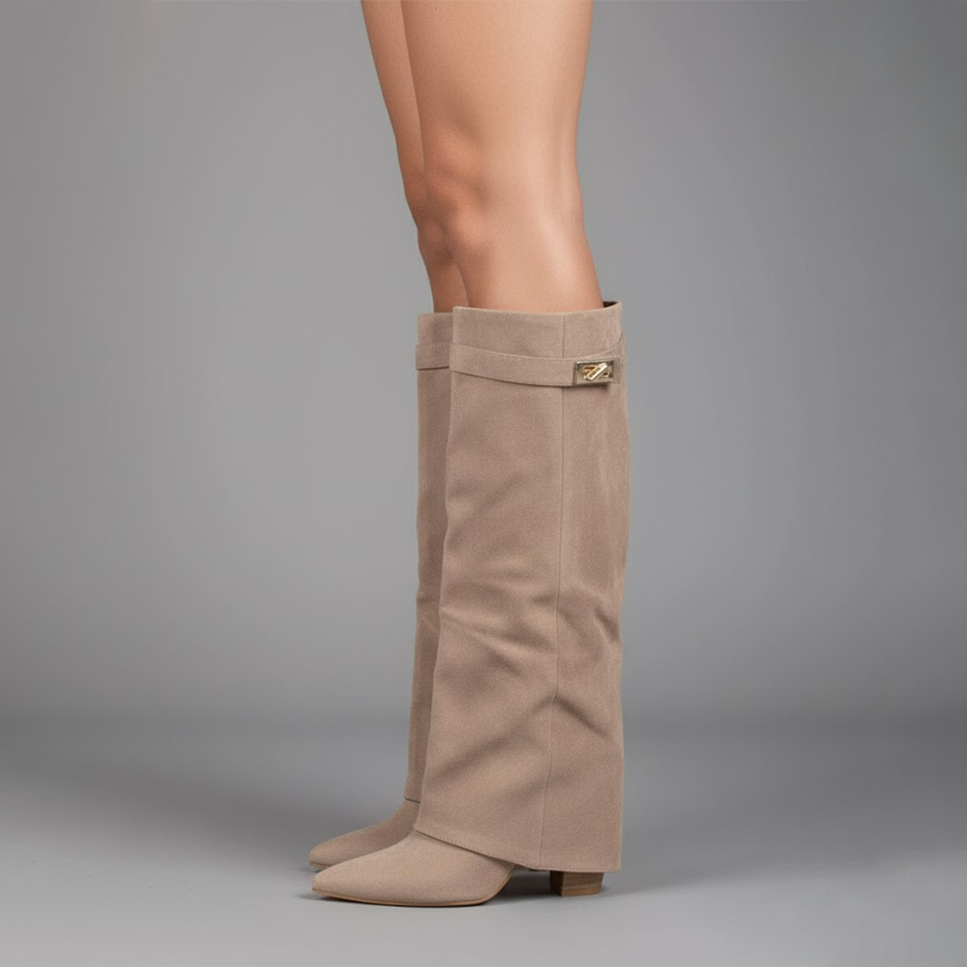 Stefanie | Damen Leder Overknee Stiefel Mit Schnalle