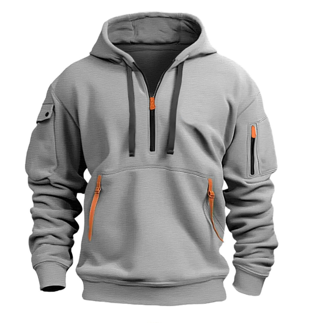 Emil | Herren Pullover-Hoodie mit Reißverschlusstasche und Kordelzug