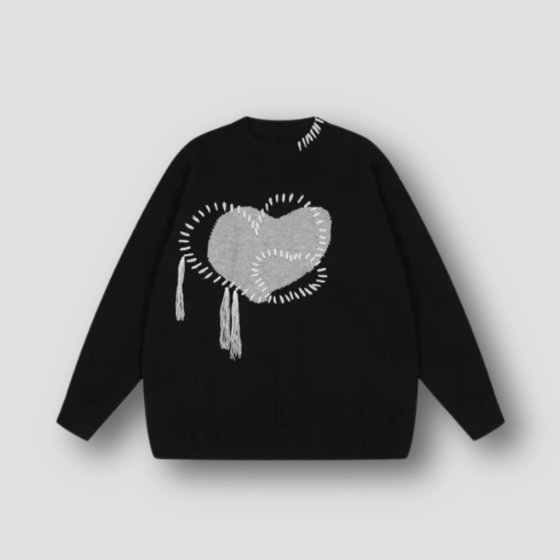 Nicole | Damen Winter Strickpullover mit Herz-Patch