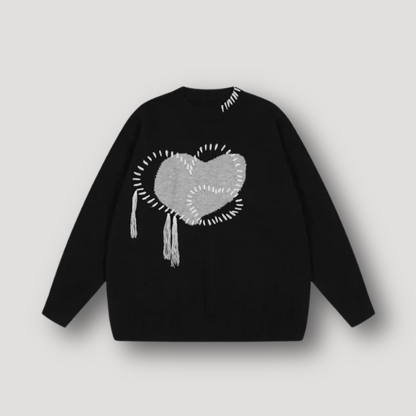 Nicole | Damen Winter Strickpullover mit Herz-Patch