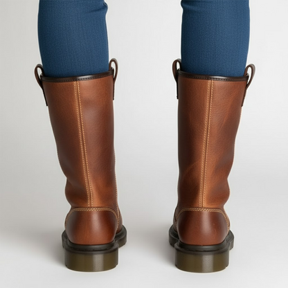 Sabina | Gefütterte Lederstiefel Im Warmen Arbeitsstil Für Den Winter