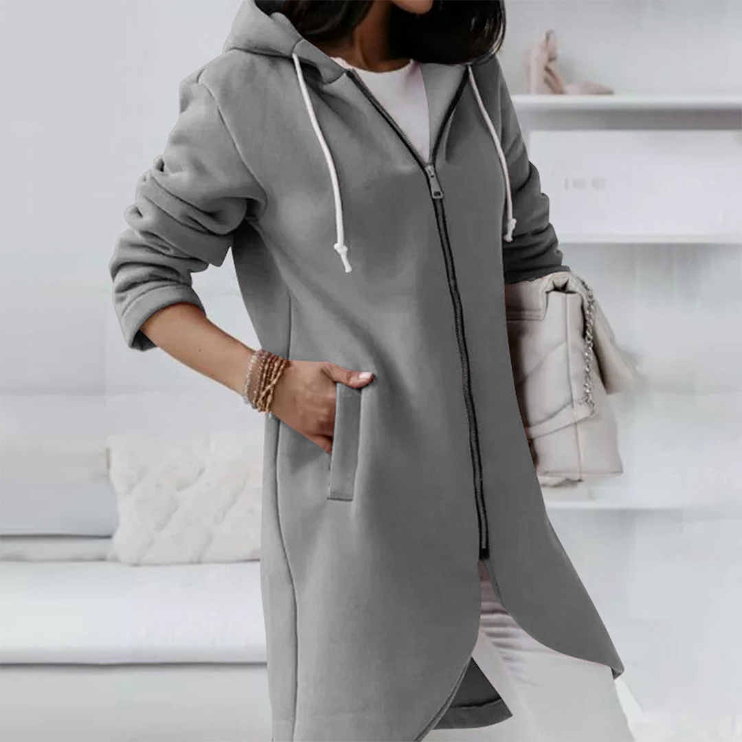 Claudia | Damen Oversized Kapuzen Cardigan mit Reißverschluss