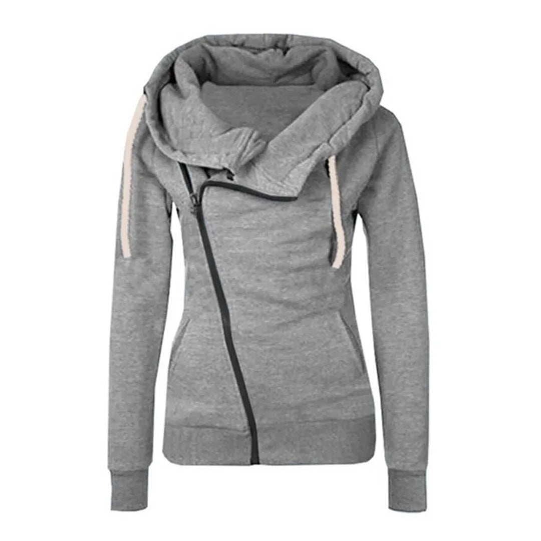 Carolin | Lässiger Damen Zip Hoodie mit Großer Kapuze