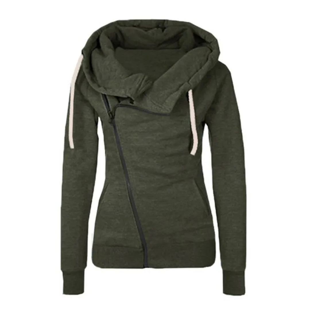 Carolin | Lässiger Damen Zip Hoodie mit Großer Kapuze