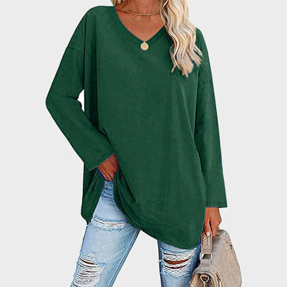 Daniela | Damen Lässig Oversized V-Ausschnitt Oberteil