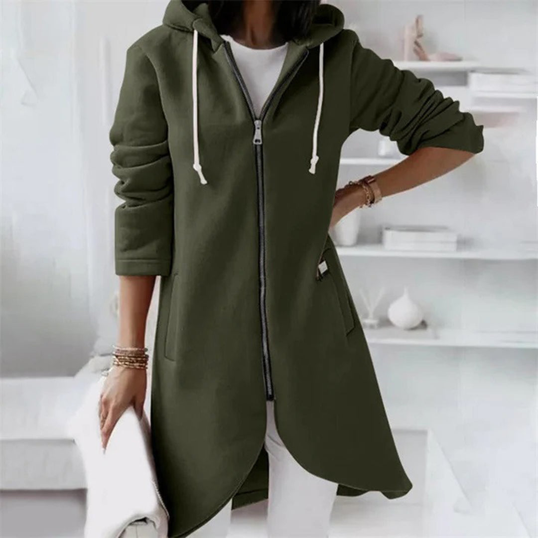 Claudia | Damen Oversized Kapuzen Cardigan mit Reißverschluss