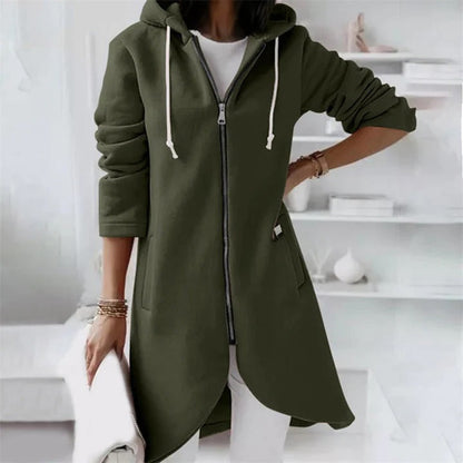 Claudia | Damen Oversized Kapuzen Cardigan mit Reißverschluss