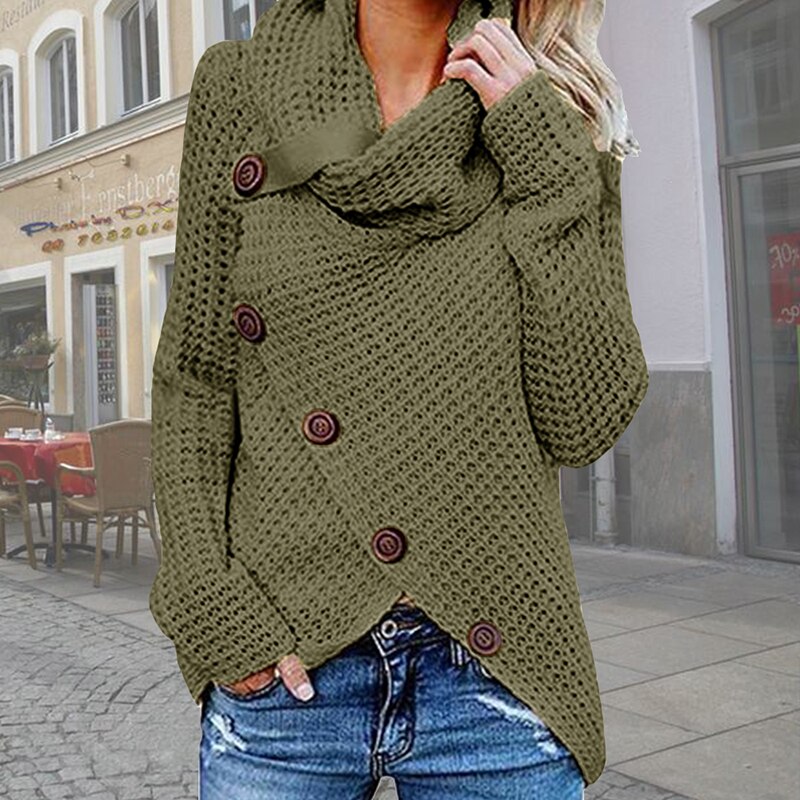 Anke | Damen Winter Strickpullover mit Knöpfen