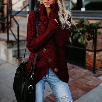 Anke | Damen Winter Strickpullover mit Knöpfen