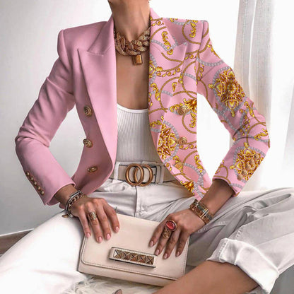 Jana | Damen-Winterblazer mit gemischtem Muster und Doppelreihung