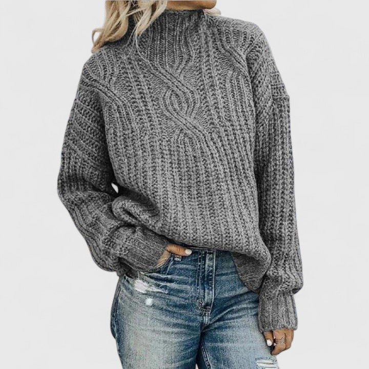 Greta | Damen Gemütlicher Lässiger Pullover mit Hohem Kragen