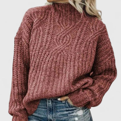 Greta | Damen Gemütlicher Lässiger Pullover mit Hohem Kragen