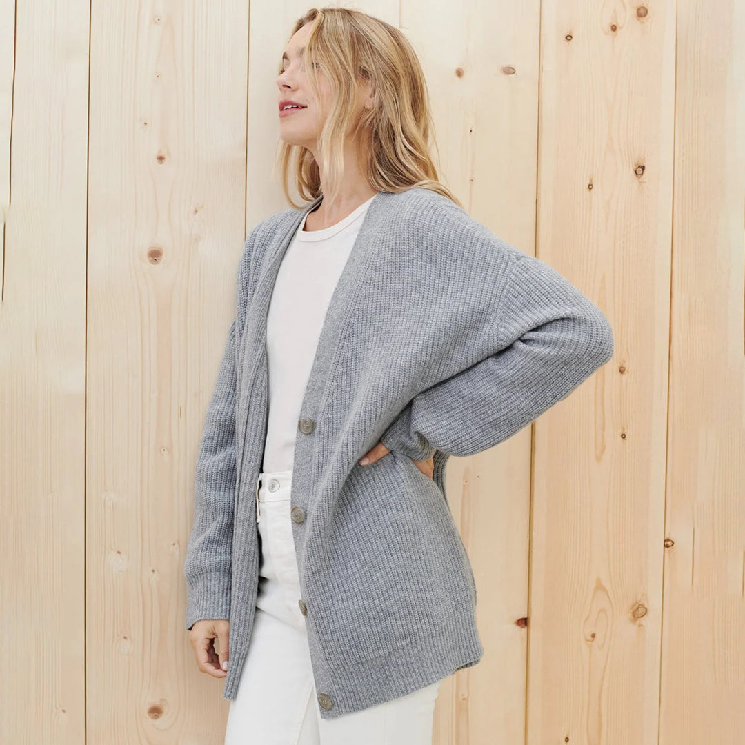 Carolin | Damen Grobstrick Cardigan mit Knöpfen