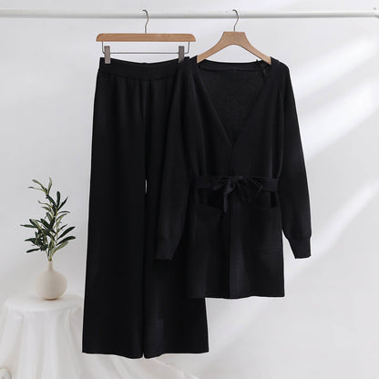 Bettina | Damen Bequemes Winter Strick-Cardigan Set