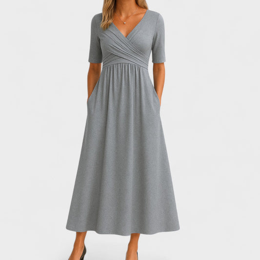 Emilia | Schickes Damen Midi-Kleid mit V-Ausschnitt