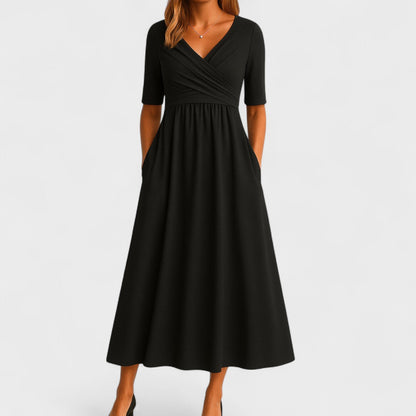 Emilia | Schickes Damen Midi-Kleid mit V-Ausschnitt