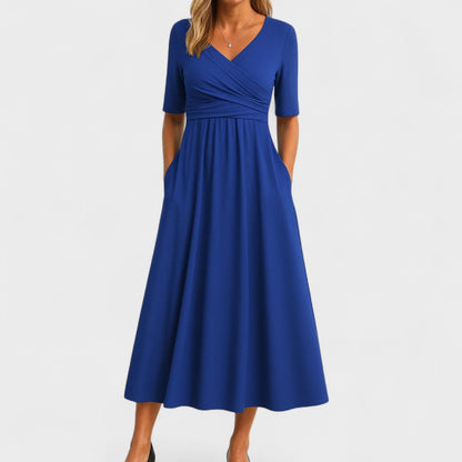 Emilia | Schickes Damen Midi-Kleid mit V-Ausschnitt