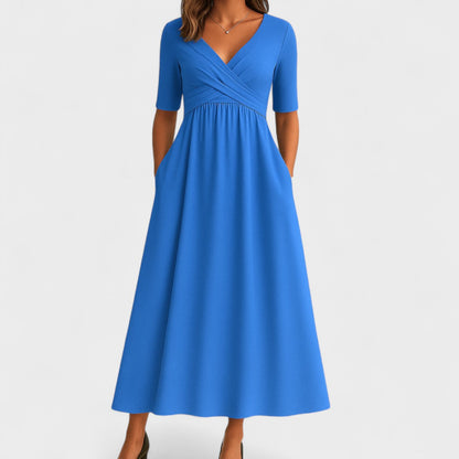 Emilia | Schickes Damen Midi-Kleid mit V-Ausschnitt