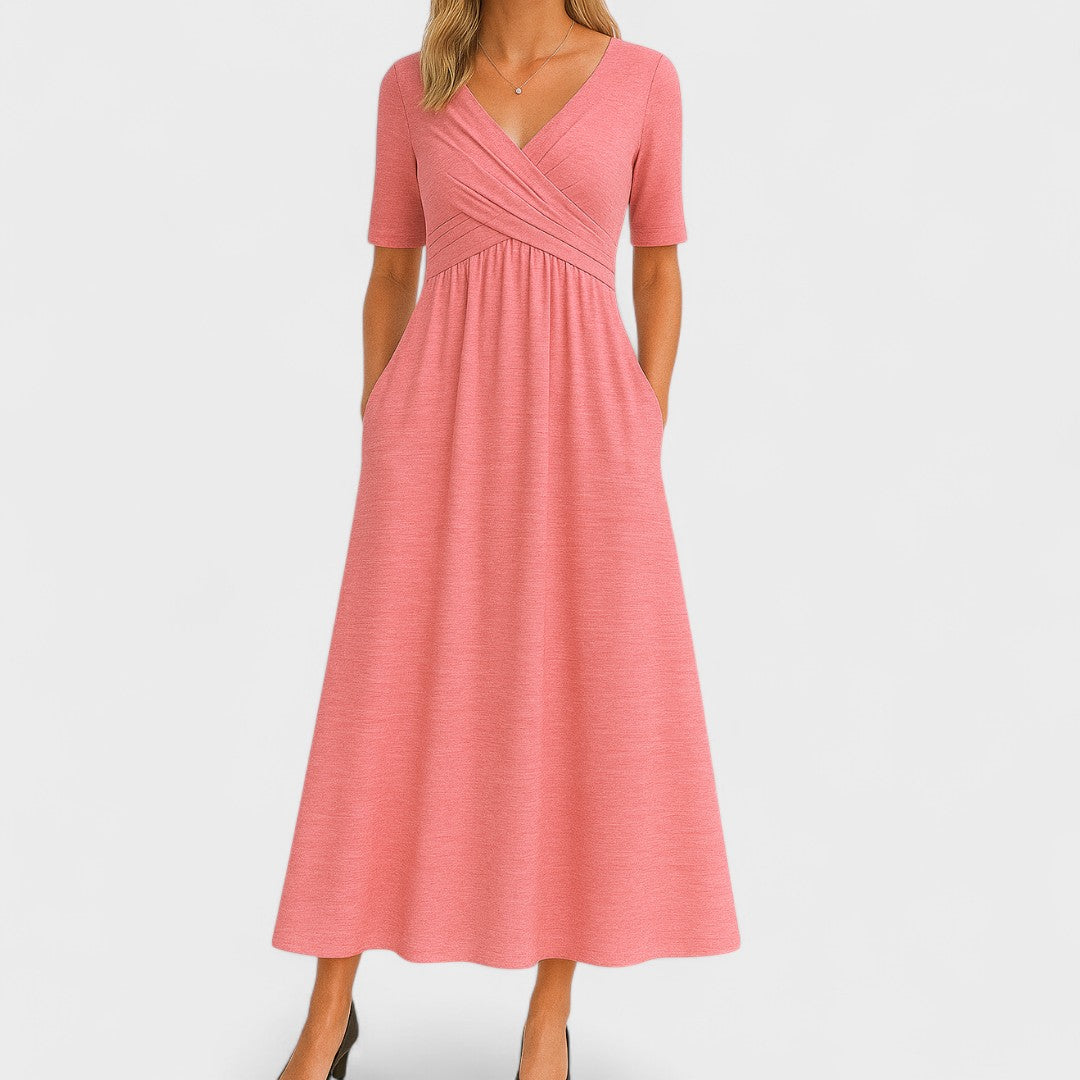 Emilia | Schickes Damen Midi-Kleid mit V-Ausschnitt