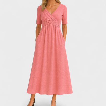 Emilia | Schickes Damen Midi-Kleid mit V-Ausschnitt