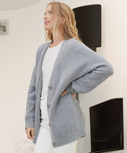 Monika | Damen Lockerer Knopfleisten Gemütlicher Cardigan