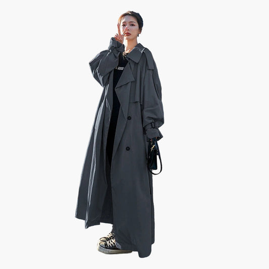Jessica | Damen Maxilanger Doppelreihiger Trenchcoat