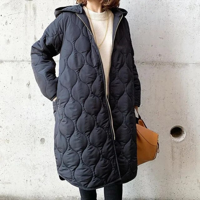 Gabriela | Damen Winter Steppmantel mit Kapuze