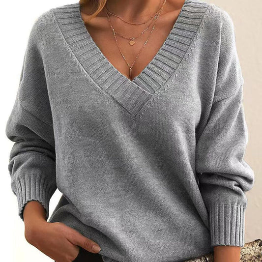 Dorothea | Damen Winter Strickpullover mit V-Ausschnitt