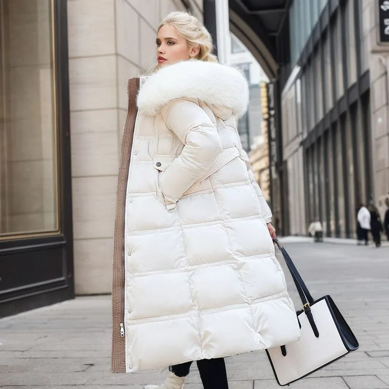 Emilia | Damen Winter Lange Pufferjacke mit Fell