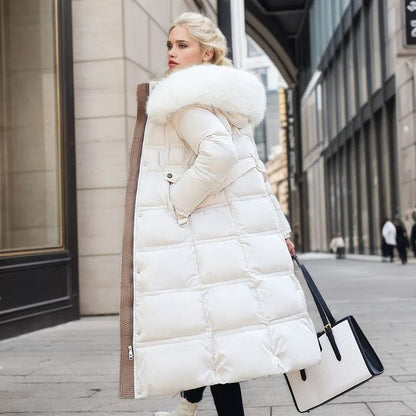 Emilia | Damen Winter Lange Pufferjacke mit Fell