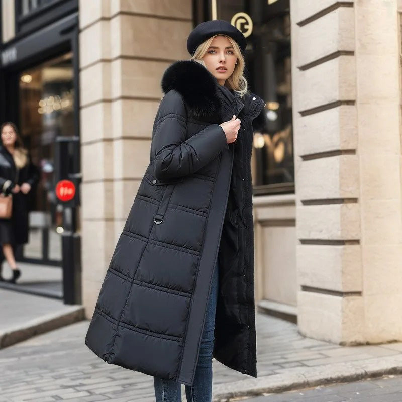 Emilia | Damen Winter Lange Pufferjacke mit Fell