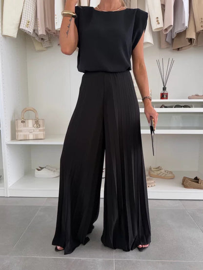 Andrea | Schickes Damen-Set aus Faltenhose und Oberteil