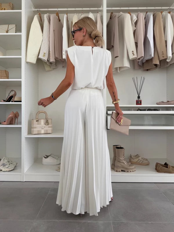 Andrea | Schickes Damen-Set aus Faltenhose und Oberteil