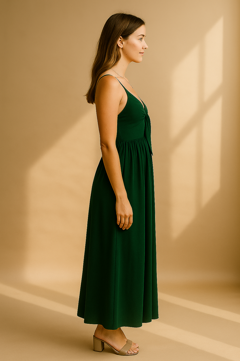 Maxikleid in Grün mit Halter und A-Linie – für Sommer und Freizeit