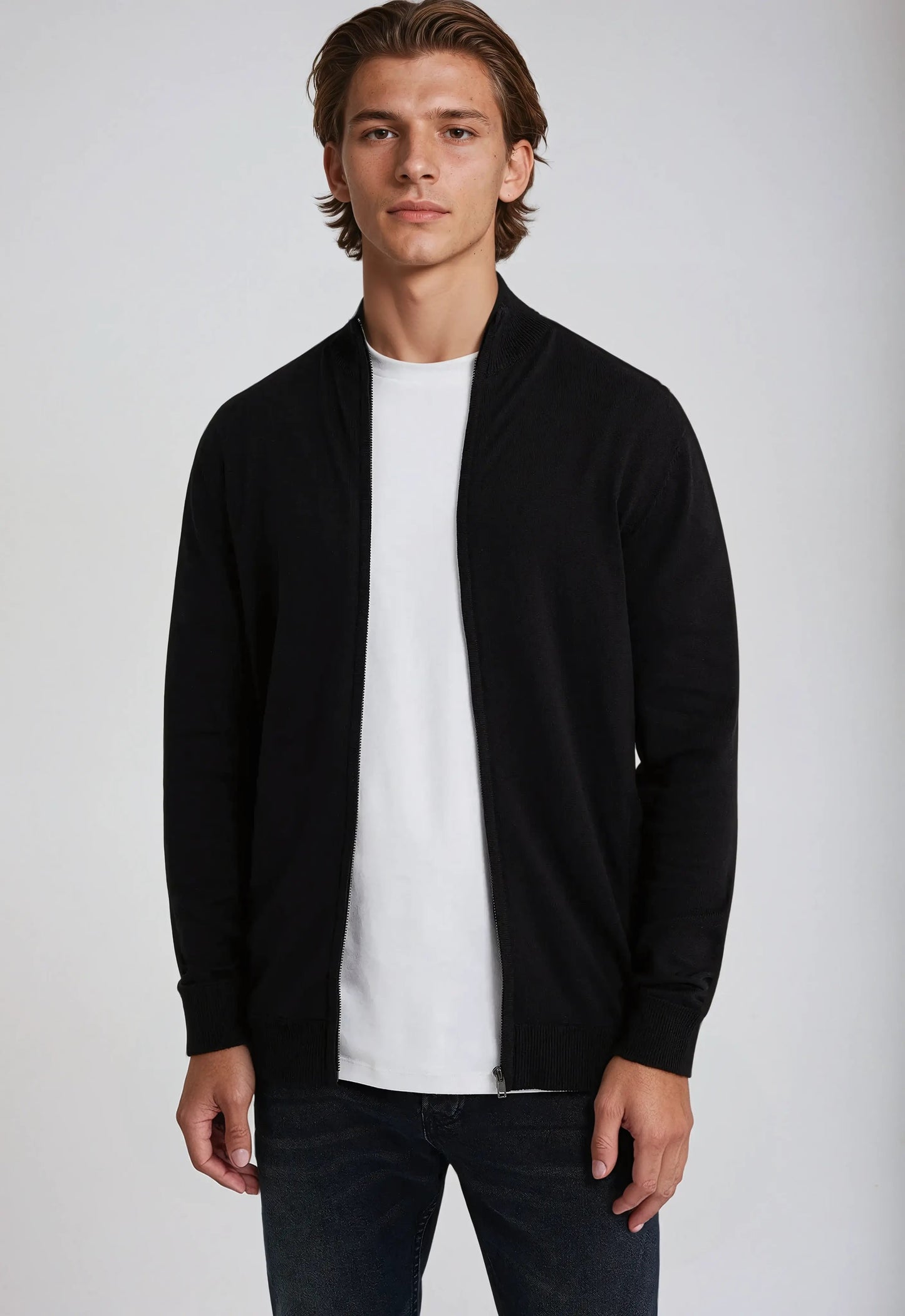 Alexander | Herren Slim-Fit Strickjacke mit Reißverschluss