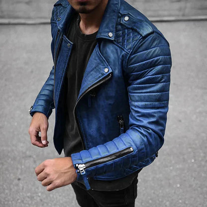 David | Herren Gesteppte Lederjacke im Biker-Stil