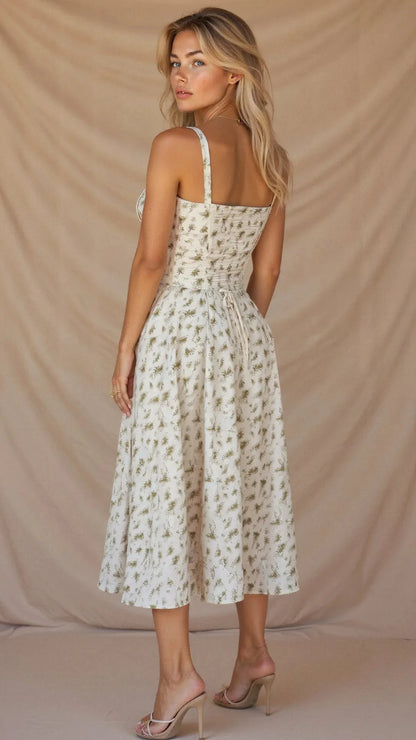 Lara | Damen zeitloses strukturiertes Midikleid