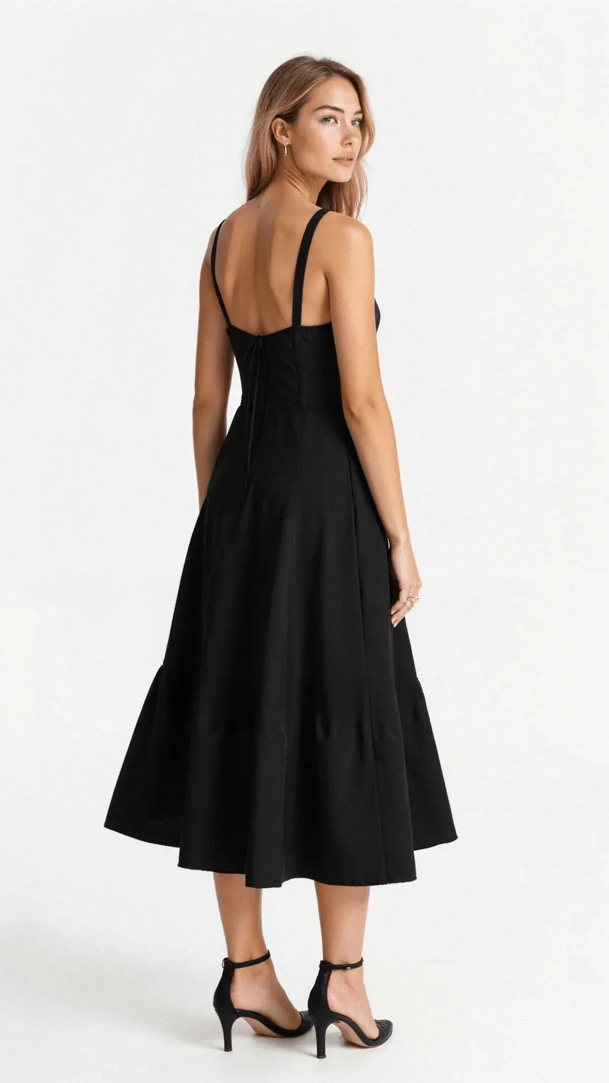 Lara | Damen zeitloses strukturiertes Midikleid