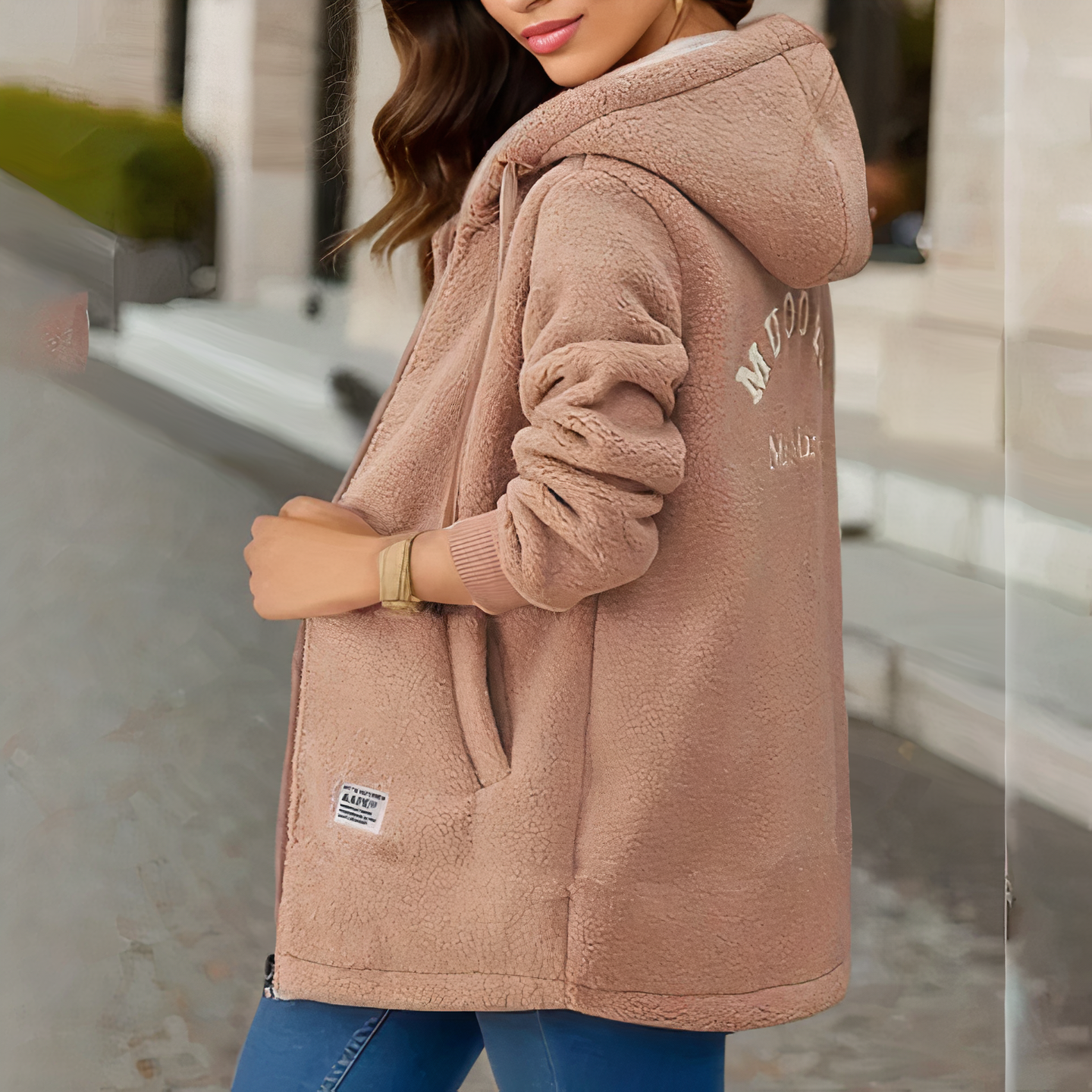 Isabella | Damen Winter Fleecejacke mit Kapuze