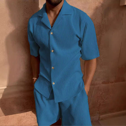 Richard | Herren Strukturiertes Passendes Set mit Knopfleiste